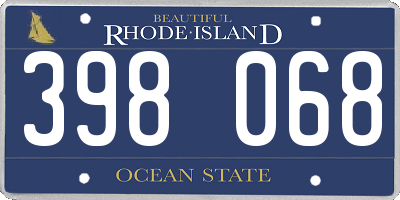 RI license plate 398068