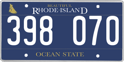 RI license plate 398070