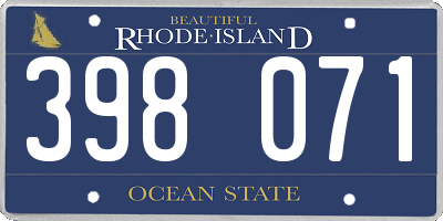 RI license plate 398071