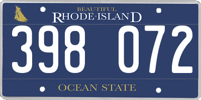 RI license plate 398072