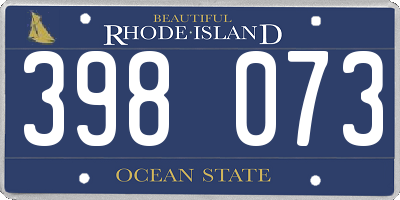 RI license plate 398073