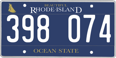 RI license plate 398074