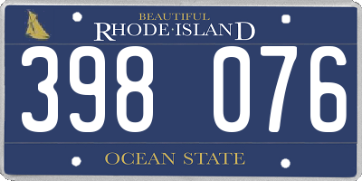 RI license plate 398076