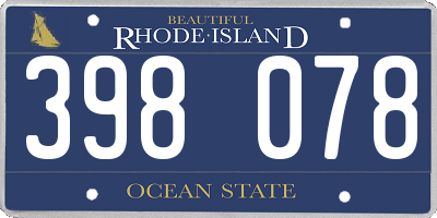 RI license plate 398078