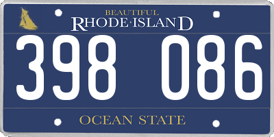 RI license plate 398086