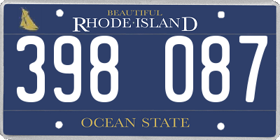 RI license plate 398087