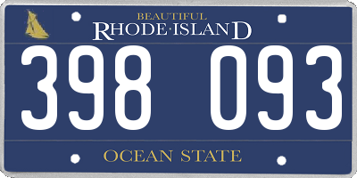 RI license plate 398093
