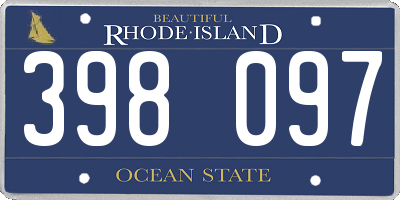 RI license plate 398097