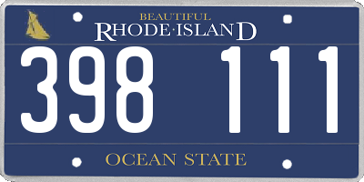 RI license plate 398111