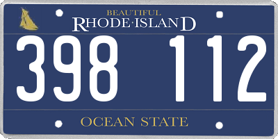 RI license plate 398112
