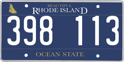 RI license plate 398113