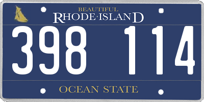 RI license plate 398114