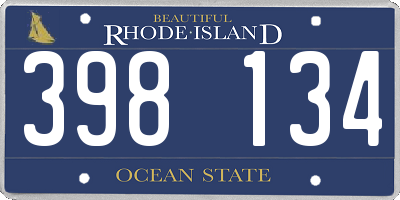 RI license plate 398134