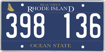 RI license plate 398136