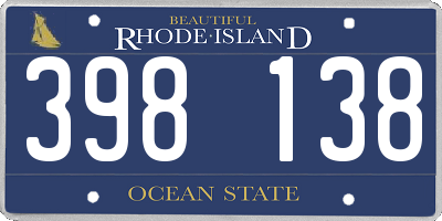 RI license plate 398138