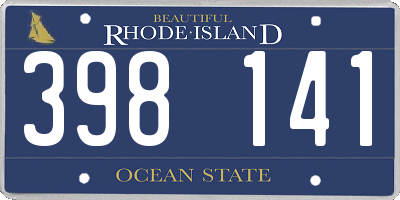 RI license plate 398141