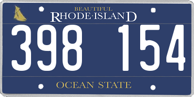 RI license plate 398154