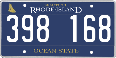 RI license plate 398168