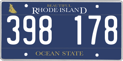 RI license plate 398178