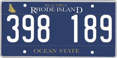 RI license plate 398189