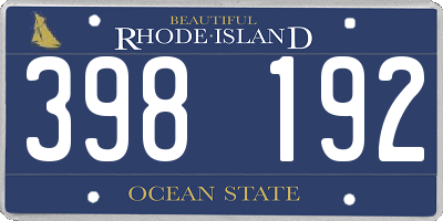 RI license plate 398192
