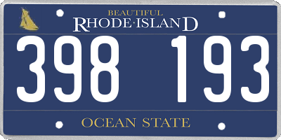 RI license plate 398193
