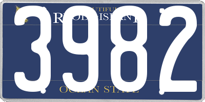 RI license plate 3982
