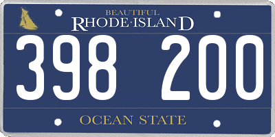 RI license plate 398200