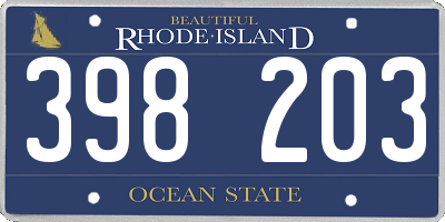 RI license plate 398203