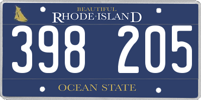 RI license plate 398205