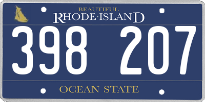 RI license plate 398207