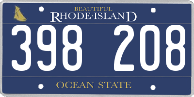 RI license plate 398208