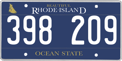 RI license plate 398209
