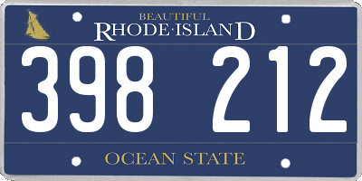 RI license plate 398212