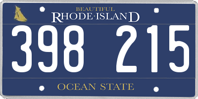 RI license plate 398215