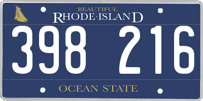 RI license plate 398216