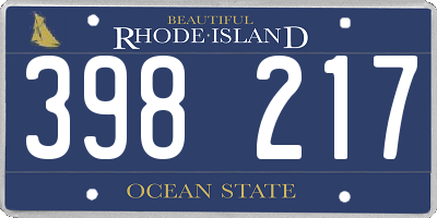 RI license plate 398217