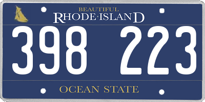 RI license plate 398223