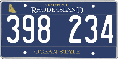 RI license plate 398234
