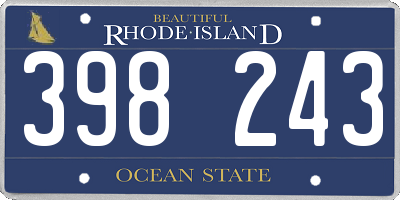 RI license plate 398243