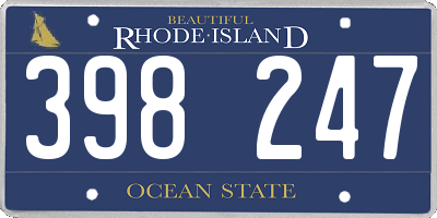 RI license plate 398247