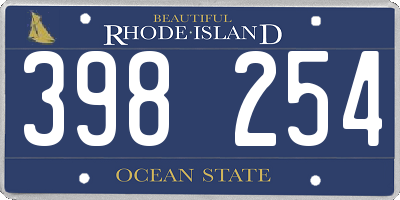 RI license plate 398254