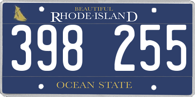 RI license plate 398255