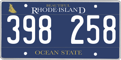 RI license plate 398258