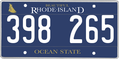 RI license plate 398265