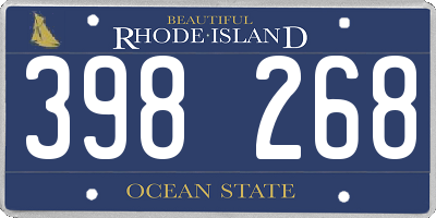 RI license plate 398268