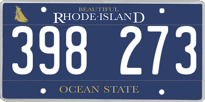 RI license plate 398273