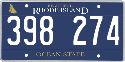 RI license plate 398274