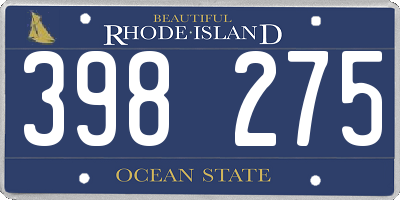 RI license plate 398275