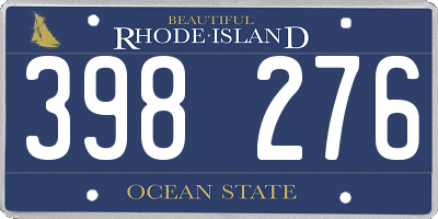 RI license plate 398276